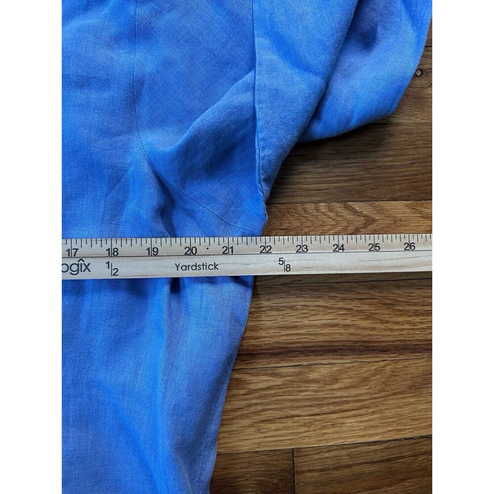 FLAX L Blue Lavender Button Up Long Sleeve Linen Shirt Jacket Collar Lagenlook - Picture 6 of 6